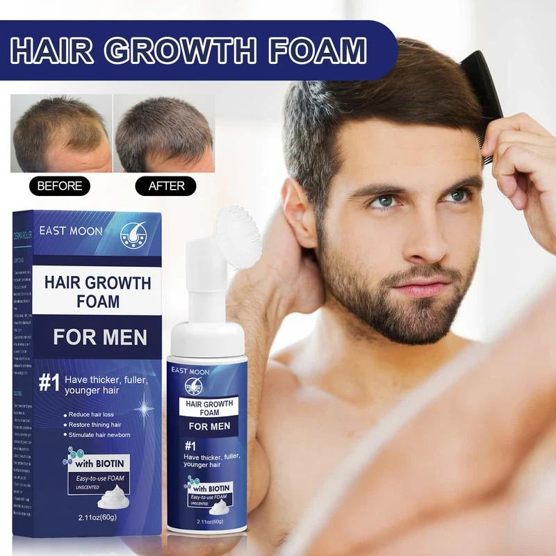 East Moon Men'S Hair Thickening Foam | Plant-Based Formula For Stronger Strands & Scalp Nourishment