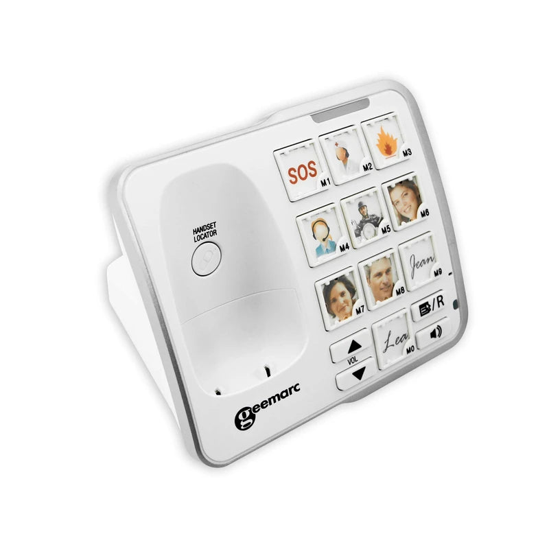 Geemarc AMPLIDECT 295 PHOTO cordless seniors phone answering machine, Foto-Tasten Beleuchtetes D