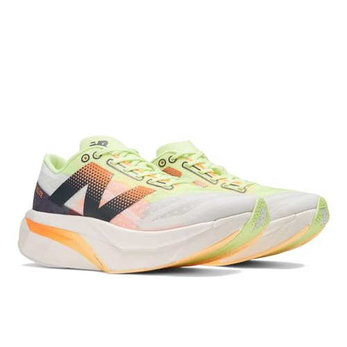 New Balance Women's FuelCell SuperComp Elite V4 Running Shoe, White/Bleached Lime Glo/Hot Mango, 10 Wide