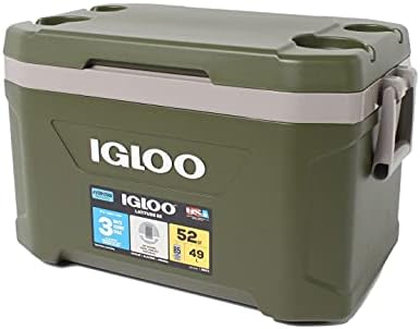 Igloo 60367 Sportsman Latitude 52 Cooler Box, Approx. 11.2 gal (49 L), Sportsman, Latitude, Outdoor, Camping, Leisure, Fishing, Green