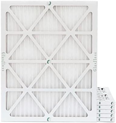Glasfloss 20x25x1 MERV 10 (FPR 5-6) Pleated Air Filters Box of 6. Actual Size: 19-1/2 x 24-1/2 x 7/8