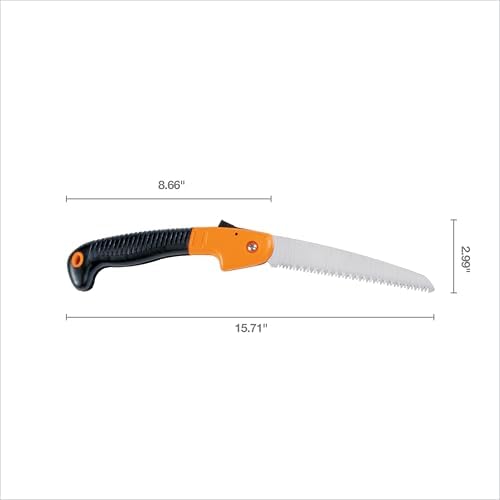 Fiskars Folding Hand Saw, 7" Pruning Saw with Power Tooth Blade with Triple Ground Teeth that Powers Through Wood Faster, Soft Grip Handle