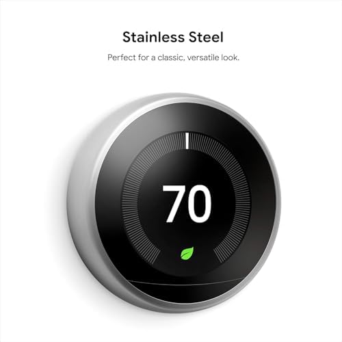Google Nest Learning Thermostat - 3rd Gen - Programmable Smart Thermostat for Home - Compatible with Alexa (Stainless Steel)