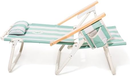 Business & Pleasure Co. Margaritaville Manana Backpack Beach Chair Lay Flat Reclining, Lightweight & Portable, Insulated Cooler Pocket, Last Mango Green Stripe