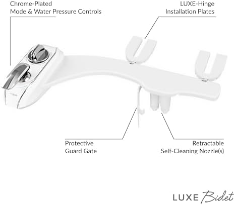 LUXE Bidet NEO 320 Plus - Patented Bidet Attachment for Toilet Seat, Innovative Hinges to Clean, Slide-in Install, Advanced 360° Self-Clean, Warm, Dual Nozzles, Feminine & Rear Wash (Chrome)