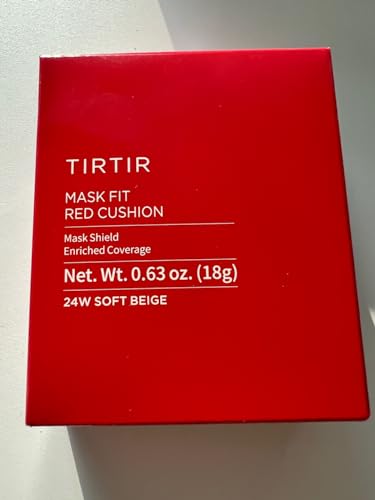 TIRTIR Mask Fit Red Cushion Foundation | Full coverage, Weightless, Skin fit, Satin Glow Finish, Korean Makeup, beauty, Tattoo cover up, Buildable (#24N Latte, 0.63 Fl Oz)