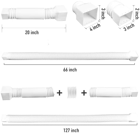 2 Pack Rain Gutter Downspout Extensions, Upgraded Flexible Drain Downspout Extender, Rainwater Drainage Diverter with Mini Connector, Extendable from 20 to 127 Inches