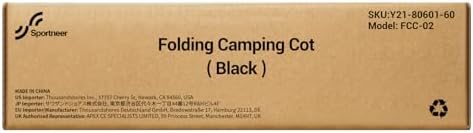 Sportneer Camping Cot: 78.3"x28.7"x14.6" Comfort Cot Bed for Camping Traveling Guest Bed, Sleeping Cots for Adults with Side Pockets & Storage Bag - Ease of Assembly, Support 330 Lbs