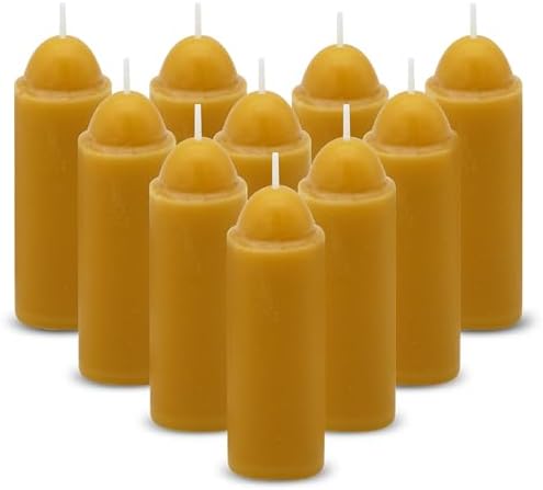 15-Hour Natural Beeswax Candles Compatible with Candle Lanterns - Smokeless Clean Long Lasting Burning for Outdoor, Camping, Emergency, Survival Emergency Preparedness- 10Pack