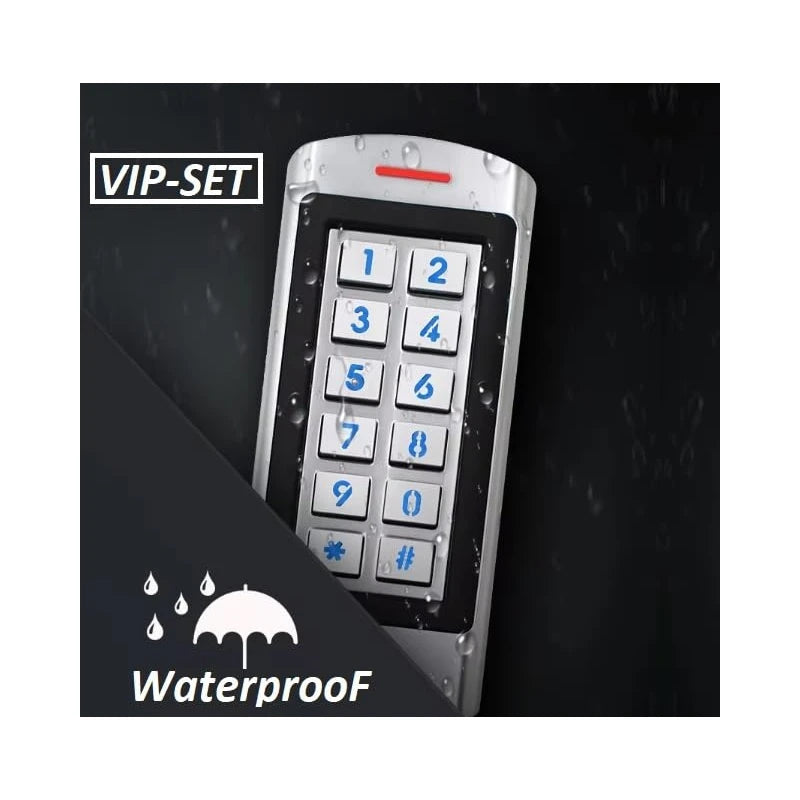 Stainless Waterproof Access Control System Kit, 300kg/660lbs Force Electric Magnetic Lock System Electromagnetic Lock Kit with RFID Keypad/Reader 10 Keyfobs 110V Power Supply Metal Exit Button