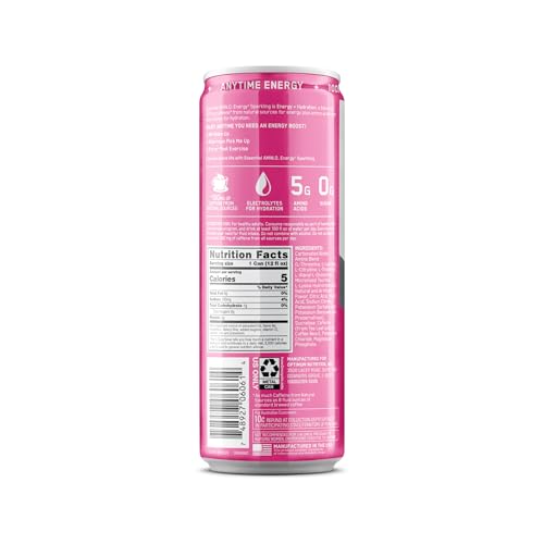 Optimum Nutrition Amino Energy Sparkling Hydration Drink, Electrolytes, Caffeine, Amino Acids, BCAAs, Sugar Free, Watermelon, 12 Fl Oz, (Packaging May Vary),12 Count (Pack of 2)