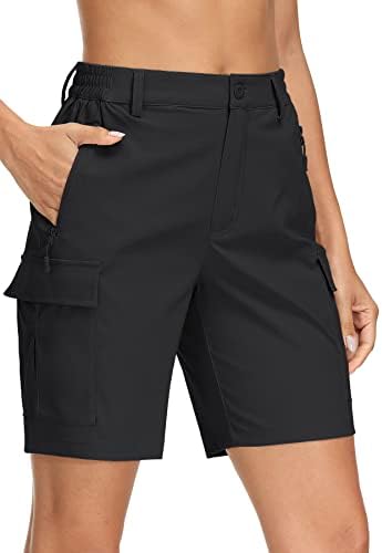 MAGCOMSEN Women's 7" Hiking Shorts Lightweight Quick Dry Water Resistant Golf Cargo Shorts with 5 Pockets Summer Casual