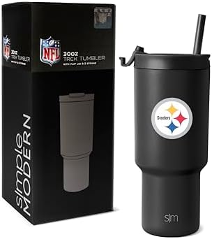 Simple Modern Officially Licensed NFL Pittsburgh Steelers 30 oz Tumbler with Flip Lid and Straws | Insulated Cup Stainless Steel | Gifts for Men Women | Trek Collection | Pittsburgh Steelers