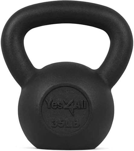Yes4All 5-80 lbs Cast Iron Kettlebell for Dumbbell Weights Exercises, Gym, Full Body Home Workout Equipment, Push up, Grip and Strength Training
