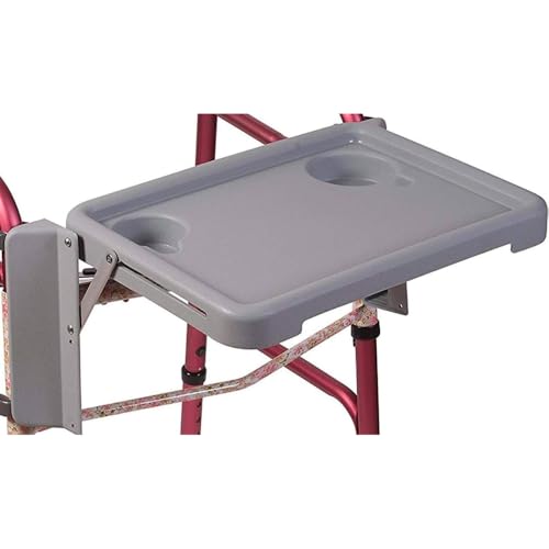 DMI Walker Tray, Rollator Tray, Mobility and Walker Accessory Tray Table Fits Most Standard Walkers, Folding with Two Cup Holders and Tool Free Assembly, 16 x 11.8 inch