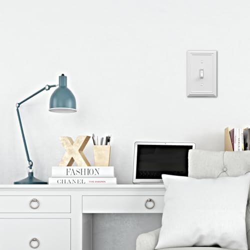 Single Toggle Light Switch Cover Adler Metal Wall Plate, 4-Pack White 1 Gang, Light Switch Cover Decorative Wallplate, Durable