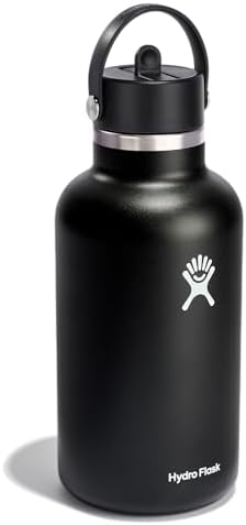 HYDRO FLASK Wide Mouth vacuum insulated stainless steel water bottle with leakproof closeable straw lid for cold water drinks, sports, travel, car and school