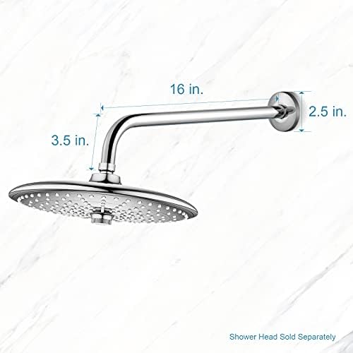 OFFO Shower Arm with Flange, 16 Inches Wall Mount Replacement Angle Shower Head Arm Wall-Mounted For Fixed Shower Head & Handheld Showerhead, Chrome