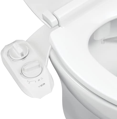 LUXE Bidet NEO 120 Plus - Patented Bidet Attachment for Toilet Seat, Innovative Hinges to Clean, Slide-in Easy Install, Advanced 360° Self-Clean, Single Nozzle, Rear Wash (White)