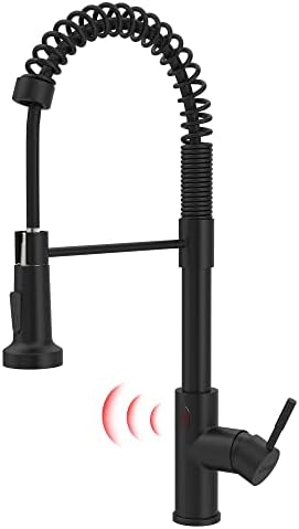 GIMILI Matte Black Touchless Kitchen Faucet Motion Sensor Activated Smart Hands Free Kitchen Faucets with Pull Down Sprayer Single Handle Spring Kitchen Sink Faucet