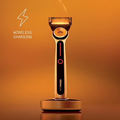 Gillette Heated Razor for Men, Deluxe Travel Shave Kit by GilletteLabs, 1 Handle, 2 Blade Refills, Charging Dock, Case