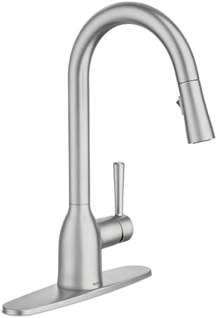 Moen 87233SRS Adler One-Handle High Arc Pulldown Kitchen Faucet with Power Clean, 24.7" L x 12.3" W x 14.6" H, Spot Resist Stainless
