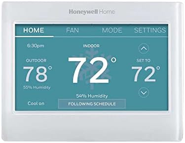 Honeywell Home Smart Color Wi-Fi Programmable Touch Screen Thermostat, Energy Star, Alexa Ready, White - C-Wire Required, Not Compatible with Line Volt Heating, RTH9600WF
