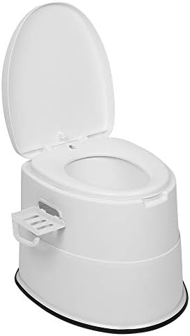 VINGLI Portable Toilet | Indoor Outdoor Commode w/Detachable Inner Bucket & Removable Paper Holder, Lightweight & Compact for Camping, Boat, Van, Emergency Use (White)