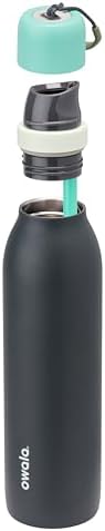 FreeSip Twist Insulated Stainless Steel Water Bottle with Straw for Sports and Travel, BPA-Free, 24-oz, Blue/Grey (Foggy Tide)