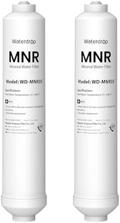 Waterdrop WD-MNR35 Remineralization Filter, 1/4" Quick Connect Mineral Filter for Undersink Reverse Osmosis System, Restore Essential Minerals for RO System, RO Mineral Filter System, 2-Pack