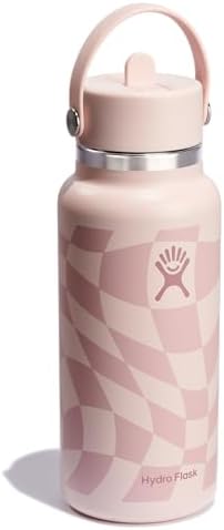 HYDRO FLASK Wide Mouth vacuum insulated stainless steel water bottle with leakproof closeable straw lid for cold water drinks, sports, travel, car and school