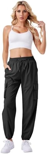 Womens Cargo Pants Lightweight Quick Dry Waterproof Hiking Pants Summer Casual Joggers with 4 Pockets