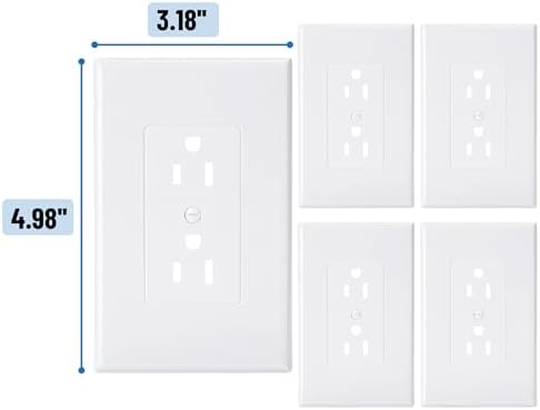 Bates Duplex Wall Outlet Covers - 10 Pack, White Wall Plates