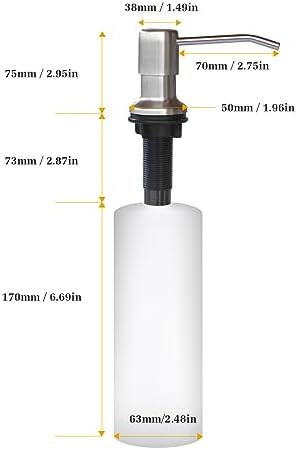 Soap Dispenser for Kitchen Sink, Built in Sink Soap Dispenser Lotion Dispenser with 17 OZ Bottle, Refill from The Top Bar Sink Soap Dispenser, Brushed Nickel (1 Pack)