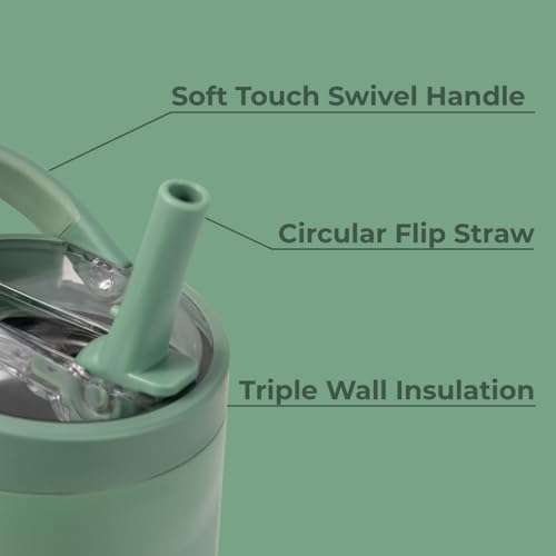 HydroJug Sport - Stainless Steel Tumbler with Straw, Vacuum Insulated, 40oz Leakproof Water Bottle, Ergonomic Design, Reusable, Dishwasher Safe, Rubber Base, Durable for Gym or Outdoors, Sage