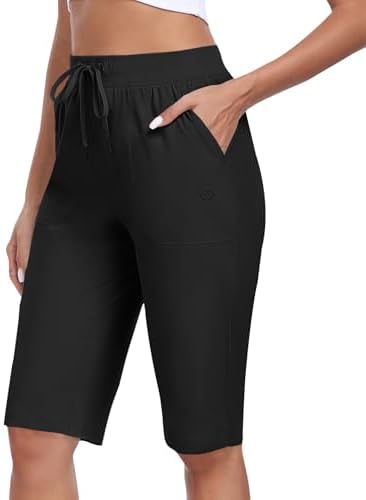 MoFiz Womens 13" Knee Length Hiking Shorts Quick Dry Water Resistant Athletic Travel Golf Bermuda Shorts with 3 Pockets