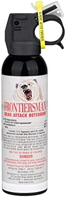 SABRE Frontiersman 7.9 fl oz. Bear Spray, Maximum Strength 2.0% Major Capsaicinoids, Powerful 30 ft. Range Bear Deterrent, Outdoor Camping & Hiking Protection, Quick Draw Holster & Multipack Options