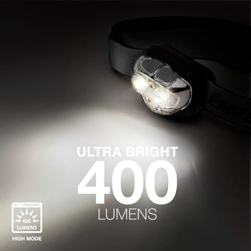 Energizer Rechargeable LED Headlamp Pro400, IPX4 Water Resistant, High-Powered Bright LED, Multiple Light Modes, Best Headlight for Camping, Running, Outdoors, Emergency Light, USB Included