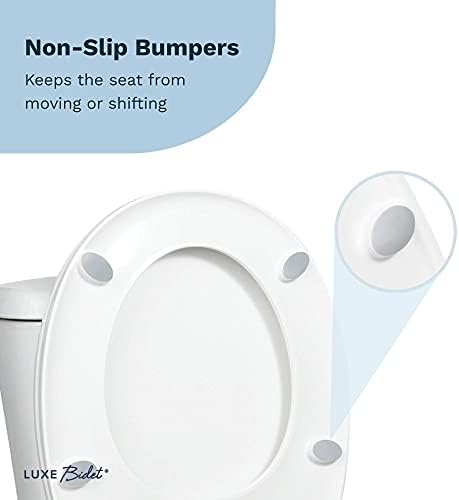 LUXE TS1008R Round Comfort Fit Toilet Seat with Slow Close, Quick Release Hinges, and Non-Slip Bumpers (White)