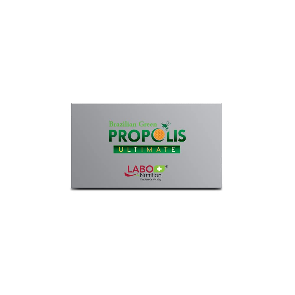 LABO Nutrition Brazilian Green Propolis Ultimate - Contains >7% or 28mg per Serving Artepillin C & >5% Flavonoids, for Immune & Brain Support, Natural, High Concentrate & Premium, 60 Veg Capsules