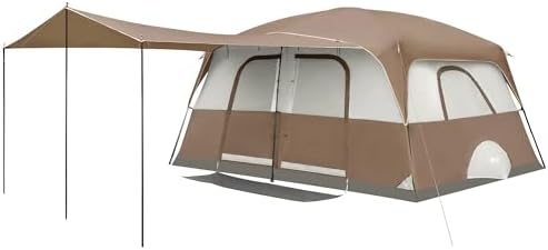 PORTAL 8 Person Family Camping Tent with Porch, Weather Resistant Camping Tents with Rainfly, Large Cabin Tents with 2 Room, Easy Set Up Tent for Outdoor Camping, Backyard