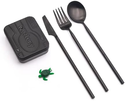 Outlery Reusable Travel Cutlery Set with Case - Portable Silverware Camping Utensils with Collapsible Fork, Knife, and Spoon for Camp and Travel