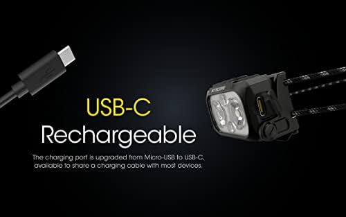 Nitecore NU25 400 UL Ultra Lightweight Headlamp, 400 Lumen USB-C Rechargeable with Lumentac Organizer for Back Packing, Camping and Running (Yellow)
