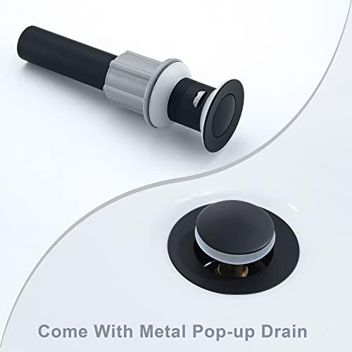 Ultimate Unicorn Waterfall Bathroom Sink Faucet Matte Black, Two Handles Bathroom Faucet with Metal Pop up Sink Drain Stopper, 2 or 3 Holes Bathroom Basin Lavatory Mixer Tap with Deck Mount Plate
