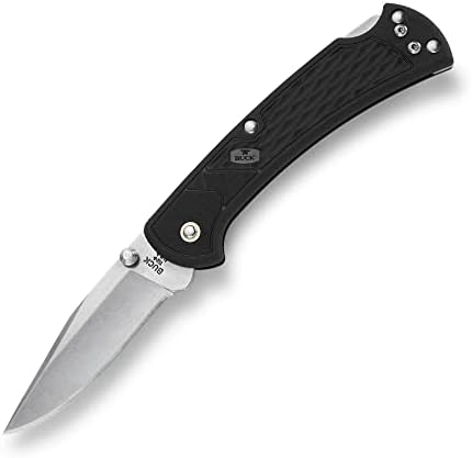 Buck Knives 112 Folding Hunter Slim Select Lockback Pocket Knife with Thumb Studs and Removable/Reversible Deep Carry Pocket Clip