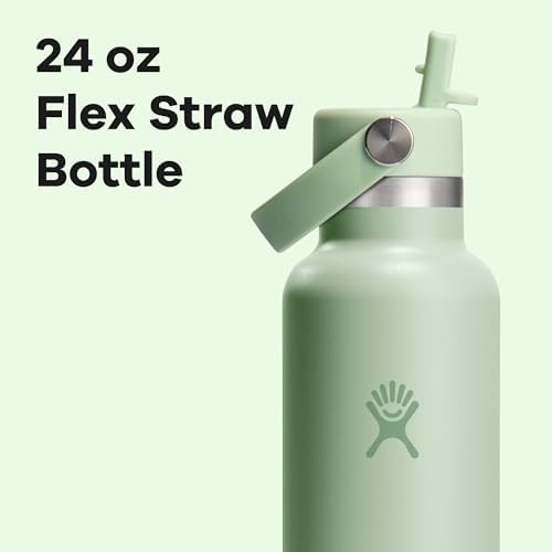 Hydro Flask 24 Oz Stainless Steel Standard Mouth Water Bottle with Flex Straw Cap and Double-Wall Vacuum Insulation