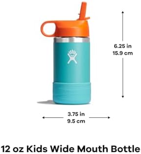 HYDRO FLASK Kids Water Bottle Jr. Stainless Steel Insulated With Straw Cap for Water, Milk, Juice, School, Camp, Sport, Play and Lunch, Easy to Clean, Leak-Resistant