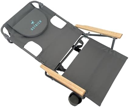 Ostrich Tommy "O" Midsize Face Down Backpack Beach Chair with Face Hole Portable Lounge Chair with Cup Holder Face Opening Lay Flat Tanning Chair with Armrests Face Down Reading, Gray