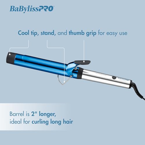 BaBylissPRO Nano Titanium Professional 1.5" Curling Iron with Extended Barrel Perfect for Longer Hair