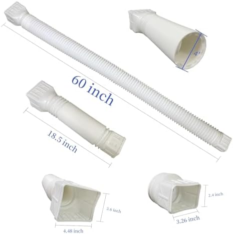 3 pack Flexible Rain Gutter Downspout Extensions,Drain Downspout Extender,Gutter Extension Flexible,Down Spout Drain Extension Pipes,Extendable from 21 to 60 Inches (3pcs white)